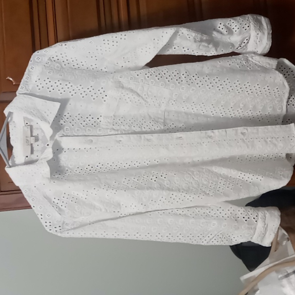 LOFT Floral Eyelet Blouse New With Tags